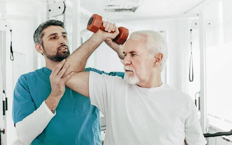 A guided back-care exercise at home