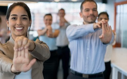 An on-site corporate wellness session
