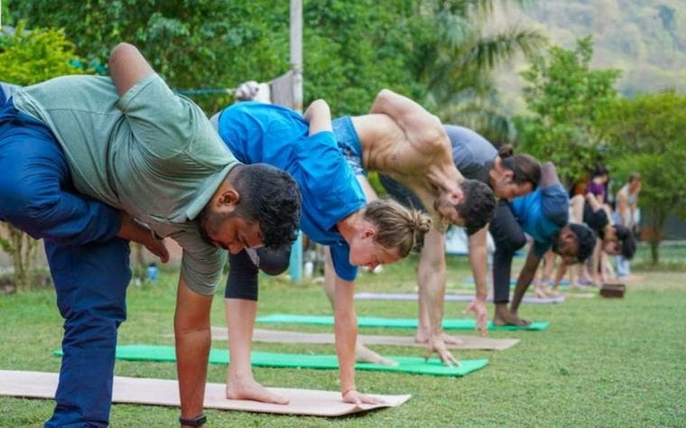 A guided yoga session